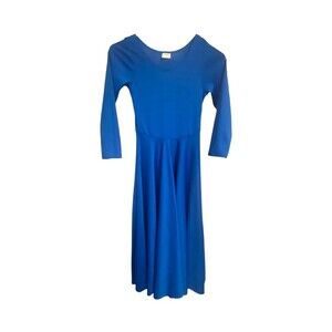Danzcue Girl Royal Blue Long Satin 3/4 sleeve Scoop Neck Maxi Dress Sz‎ 6-7